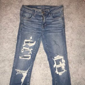Blue Ripped AE skinny jeans